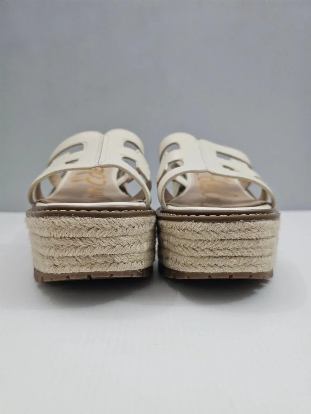 Sam Edelman Laine Platform Wedge Sandal Womens 9.5 Ivory Slip On Lug Sole NEW